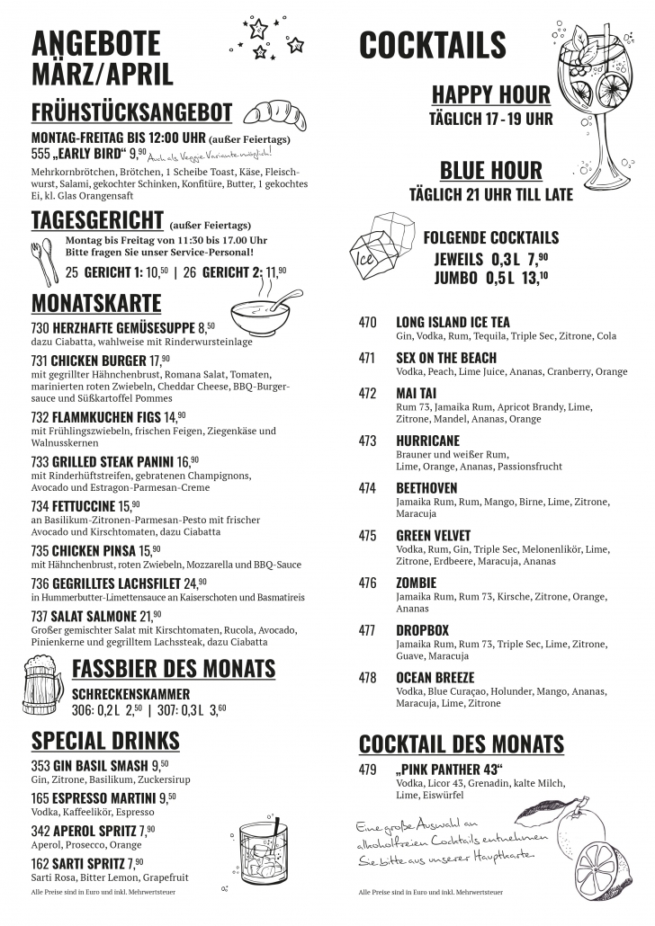 Cartoon Monatskarte März und April 2026